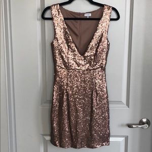 Dark, rose gold, sequin dress